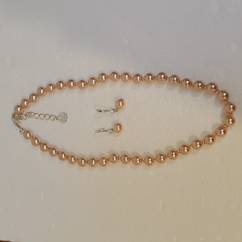 SET: CHARTER CLUB Pink Faux Pearl Necklace & Earring Set
